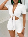 Conjunto de Short Texturizado y Top con Nudo Frontal Luxeira