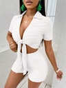 Conjunto de Short Texturizado y Top con Nudo Frontal Luxeira