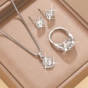 Set de 4 Piezas de Joyería: Collar, Pendientes y Anillo