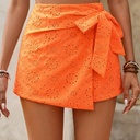 Falda Short con Lazo Bordado y Detalles de Ojales Luxeira