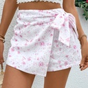 Falda Short con Lazo Bordado y Detalles de Ojales Luxeira
