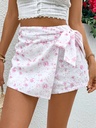 Falda Short con Lazo Bordado y Detalles de Ojales Luxeira