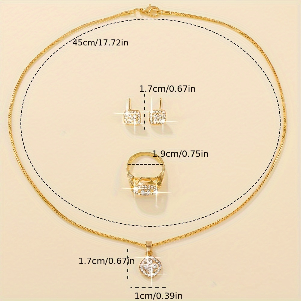 Set de Joyería de Lujo con Diamantes de Imitación - Incluye Collar, Aretes y Anillo