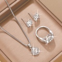 Set de Joyería de Lujo con Diamantes de Imitación - Incluye Collar, Aretes y Anillo