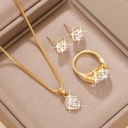 Set de Joyería de Lujo con Diamantes de Imitación - Incluye Collar, Aretes y Anillo