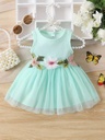 Vestido de Malla con Bordado de Flores Luxeira