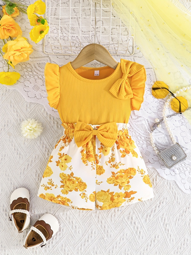 Conjunto de Top con Lazo y Shorts con Estampado Floral Luxeira