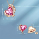 Pendientes y Collar con Diamantes de Imitación en Forma de Corazón