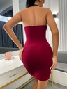 Vestido Acanalado con Escote Pronunciado Luxeira