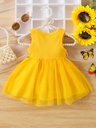 Vestido de Malla con Bordado de Flores Luxeira
