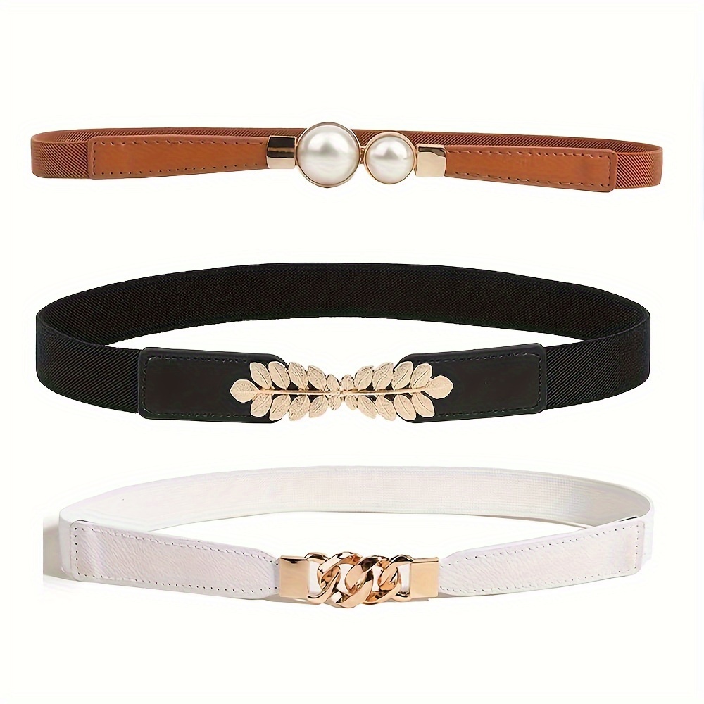 Cinturón Elástico Retro con Hebillas de Metal para Vestidos