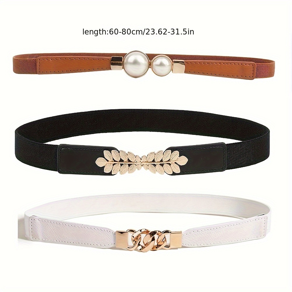 Cinturón Elástico Retro con Hebillas de Metal para Vestidos
