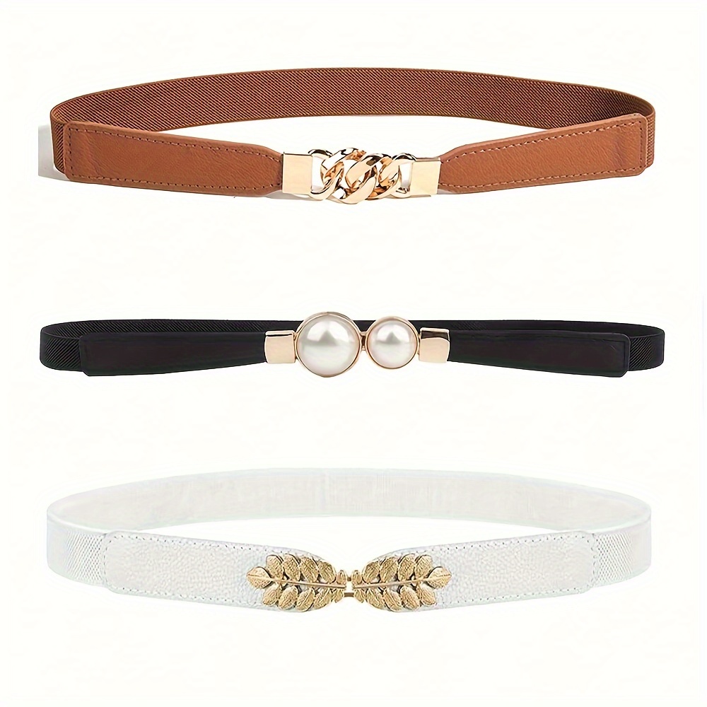 Cinturón Elástico Retro con Hebillas de Metal para Vestidos