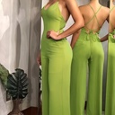 Enterizo de Cuello en V Cruzado y Espalda Descubierta Luxeira