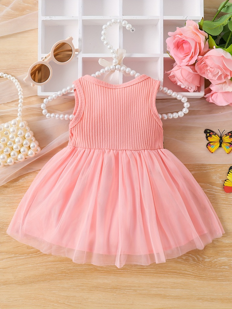 Vestido de Malla con Bordado de Flores Luxeira