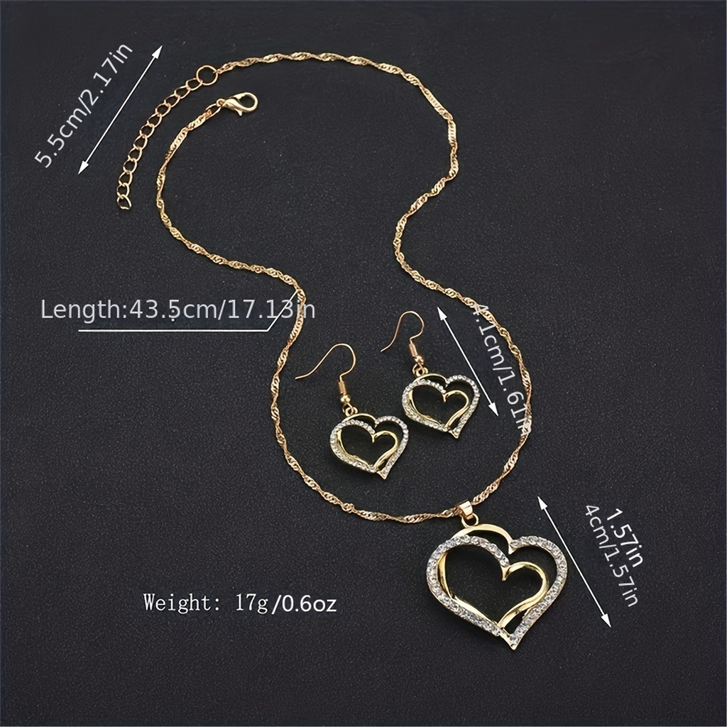 Conjunto de Joyería Estilo Coquette: Collar y Pendientes con Diseño de Corazón Brillante