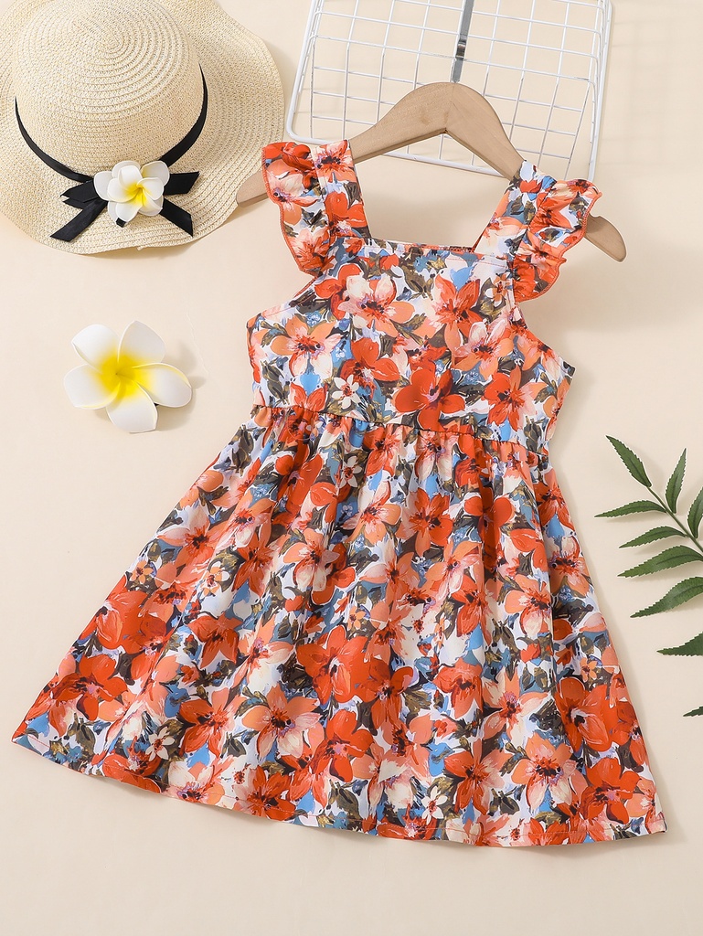 Vestido de Princesa con Flores y Mangas de Vuelo Luxeira