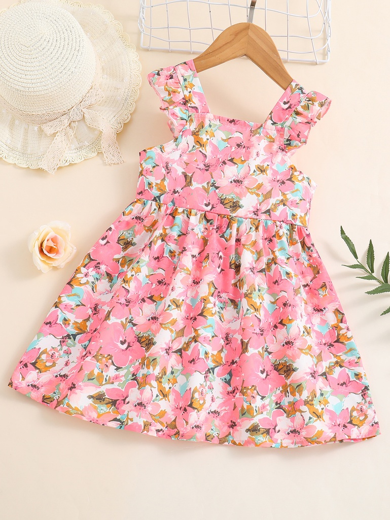 Vestido de Princesa con Flores y Mangas de Vuelo Luxeira