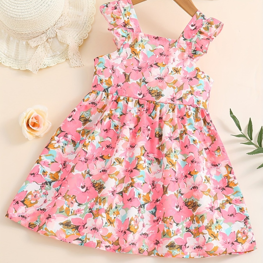 Vestido de Princesa con Flores y Mangas de Vuelo Luxeira