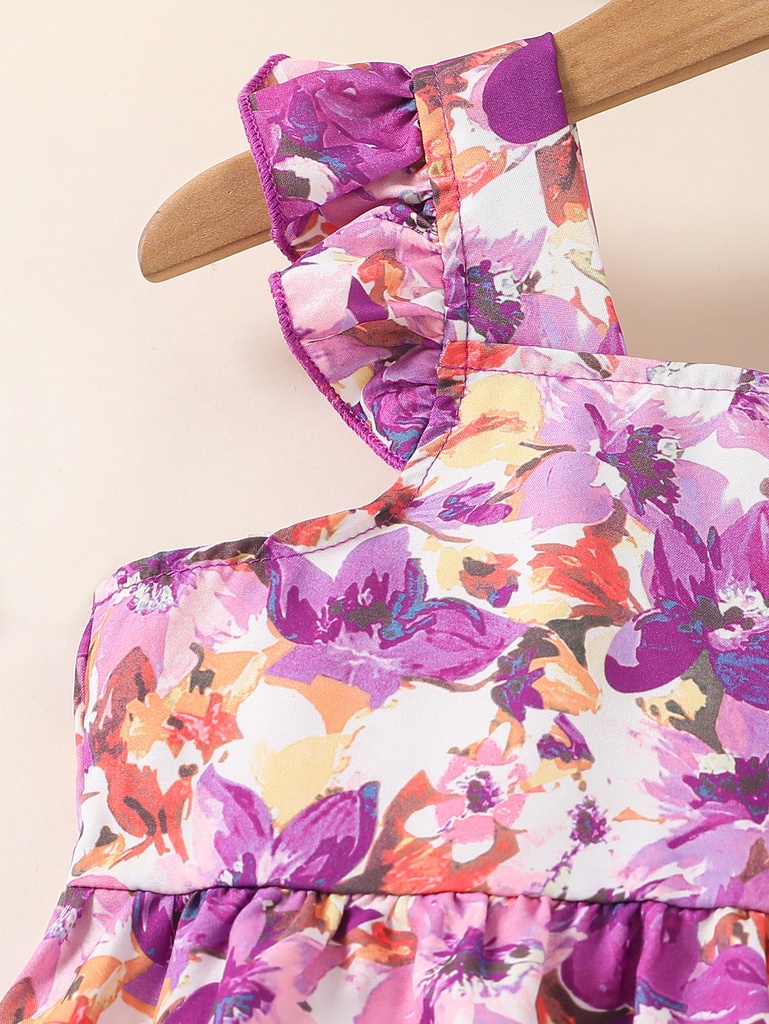 Vestido de Princesa con Flores y Mangas de Vuelo Luxeira