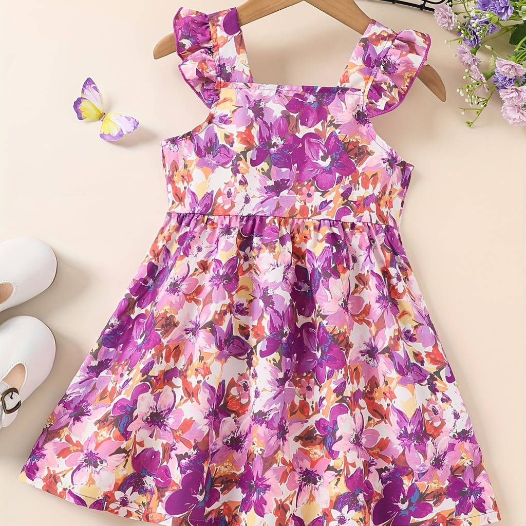 Vestido de Princesa con Flores y Mangas de Vuelo Luxeira