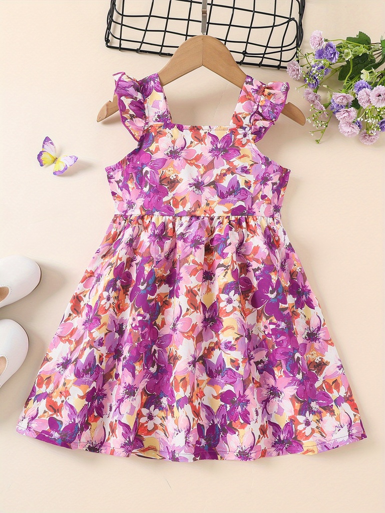 Vestido de Princesa con Flores y Mangas de Vuelo Luxeira