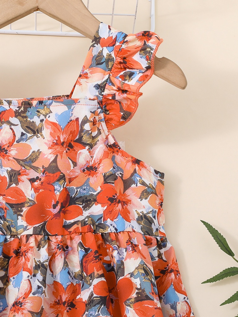 Vestido de Princesa con Flores y Mangas de Vuelo Luxeira