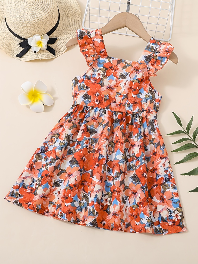 Vestido de Princesa con Flores y Mangas de Vuelo Luxeira