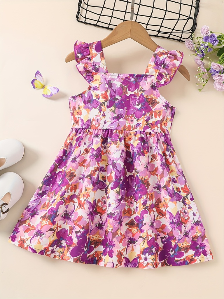 Vestido de Princesa con Flores y Mangas de Vuelo Luxeira