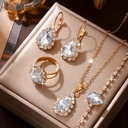 Set de 5 Piezas de Joyería: Colgantes de Diamantes de Imitación en Forma de Gota, Collar, Aretes y Anillo