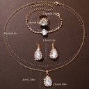 Set de 5 Piezas de Joyería: Colgantes de Diamantes de Imitación en Forma de Gota, Collar, Aretes y Anillo