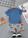 Conjunto de Camiseta y Short con Estampado de Carros Luxeira
