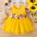 Vestido de Malla con Bordado de Flores Luxeira