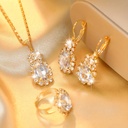 Set de 4 Piezas de Joyería Colgante Ovalada: Collar, Anillo y Pendientes