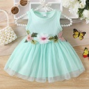 Vestido de Malla con Bordado de Flores Luxeira