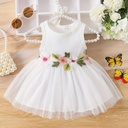 Vestido de Malla con Bordado de Flores Luxeira
