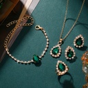 Set de 5 Piezas de Joyería: Pendientes, Collar, Anillo y Pulsera Brillantes