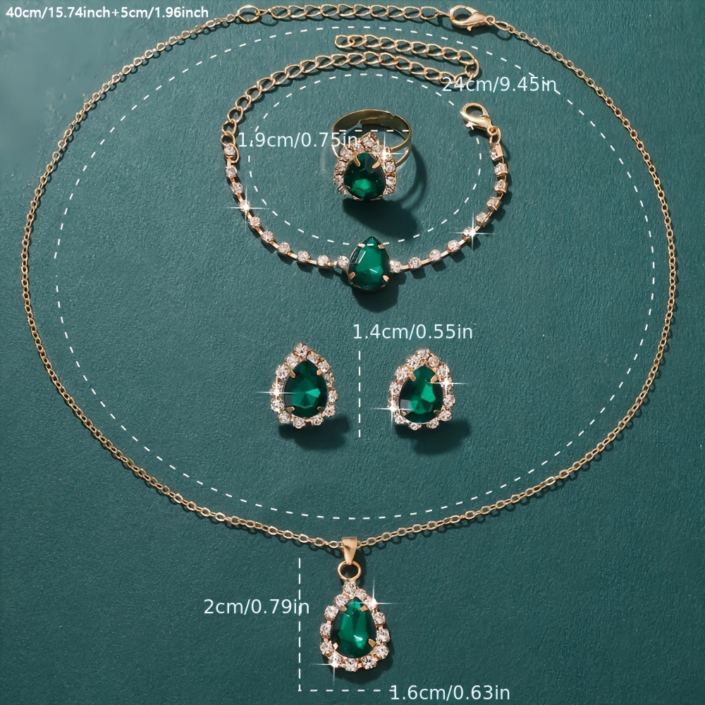 Set de 5 Piezas de Joyería: Pendientes, Collar, Anillo y Pulsera Brillantes