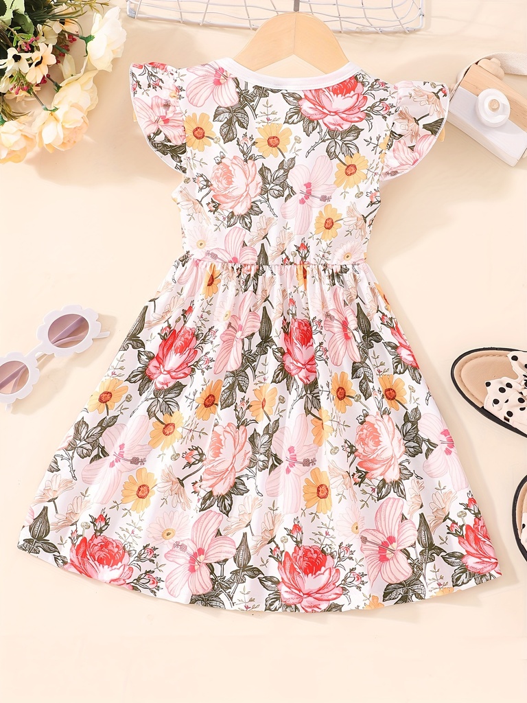Vestido de Princesa con Estampado de Mariposas y Flores Luxeira