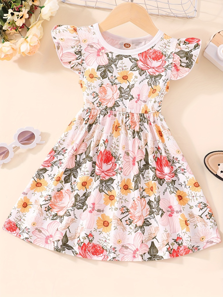 Vestido de Princesa con Estampado de Mariposas y Flores Luxeira