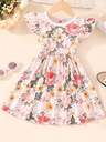Vestido de Princesa con Estampado de Mariposas y Flores Luxeira