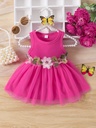 Vestido de Malla con Bordado de Flores Luxeira