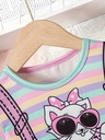 Vestido de Rayas con Estampado de Gatos y Tirantes Luxeira