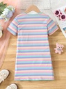 Vestido de Rayas con Estampado de Gatos y Tirantes Luxeira