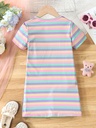 Vestido de Rayas con Estampado de Gatos y Tirantes Luxeira