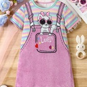 Vestido de Rayas con Estampado de Gatos y Tirantes Luxeira