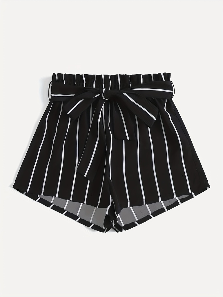 Short Holgado a Rayas con Cinturón Luxeira