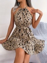 Vestido Elegante de Cuellocon Estampado Completo Luxeira