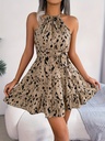 Vestido Elegante de Cuellocon Estampado Completo Luxeira