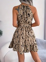 Vestido Elegante de Cuellocon Estampado Completo Luxeira